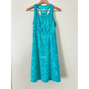 Title Nine Racerback Women's Dress Summer A-Line Turquoise Green Scroll Small